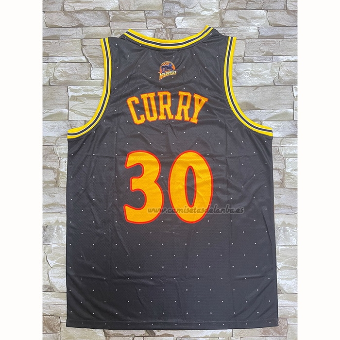 Camiseta Golden State Warriors Stephen Curry NO 30 Mitchell & Ness MVP Negro